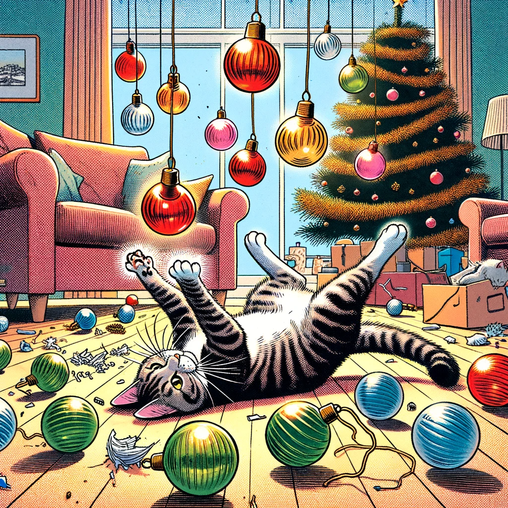 Kitty's Chaotic Christmas Playtime - Keep Your Pets Safe Around Holiday Decorations